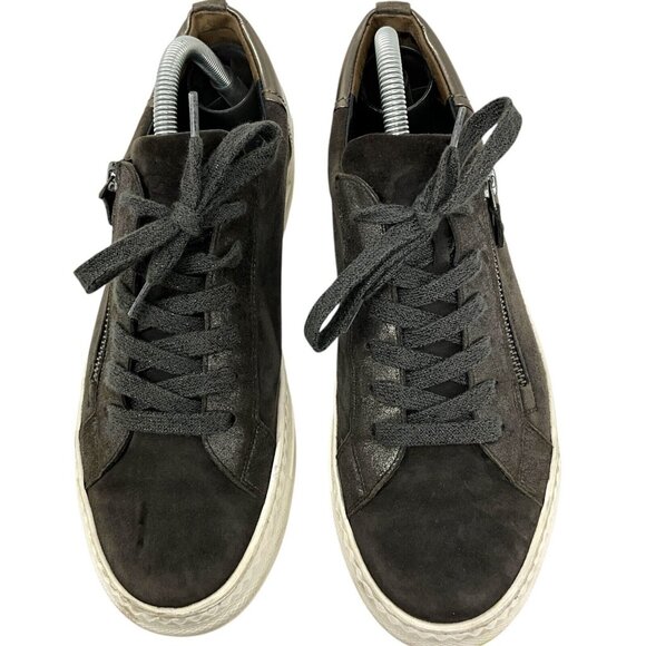 Paul Green Nuevo Suede Green Sneakers US Size 7 Low Top Lace Up Zipper Casual - Picture 3 of 14